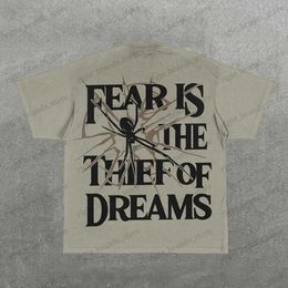 Men's T-Shirts American Fear Is The Thief Of Dreams oversized graphic t shirt Couples streetwear y2k top goth shirts Harajuku women clothes T240117