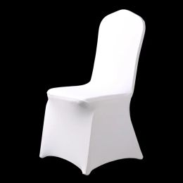 HOT 100pcs Universal Hotel Spandex White Chair Cover Lycra Weddings Chair Covers Party Dining Christmas Event Decor Seat Cover Y200103 BJ