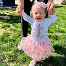 Baby Girl's 1st Birthday Outfit Birthday Tutu Girls Dress Set born Infant Baby Girls 1st Birthday Dress Birthday Party Cotume 240116