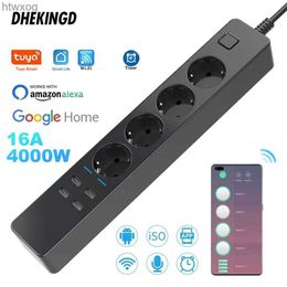 Power Cable Plug Wifi Smart Power Strip 4EU 4USB Outlets Plug 5V3.1A Charging Port Timing Bluetooth Control with Alexa Google Home Assistant YQ240117