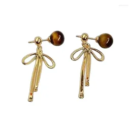 Stud Earrings Fashionable Eye Bead Bow Bowknot Dangle Ear Pendants For Women