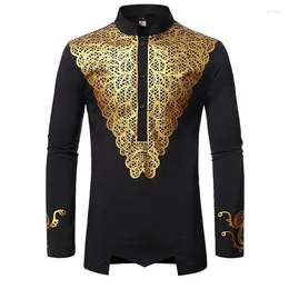 Ethnic Clothing Mens Dashiki Shirts African Clothes Traditional Printed Long Sleeve Shirt Men Hip Hop Streetwear Chemise Homme