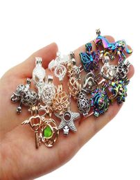 20pcs Mixed colors models Zinc Alloy Pearl Cage Pendants Aromatherapy Essential Oil Diffuser Jewelry Necklace DIY Jewelry8655384