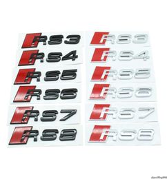 Car 3D Metal Stickers and Decals For RS3 RS4 RS5 RS6 RS7 RS8 S3 S4 S5 S6 S7 S8 A3 Car Rear Trunk Body Emblem Badge Stickers2869060