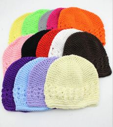 whole 20pcs size ML children cotton kufi caps Classic Knit Handmade kufi hats baby crochet beanie girl knited Skull MZ91091865250