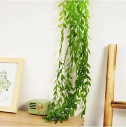 Decorative Flowers 100cm Artificial Plant Willow Tree Leaves Vine Indoor Room Window Party Home Decoration Wall Hanging Fake Garland Ivy