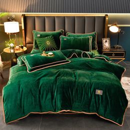 Winter Warm Coral Velvet Duvet Cover Bedding Set Double-sided Plush Quilt Cover Bed Sheet Pillowcase 4pcs Luxury Bed Linens Set 240117