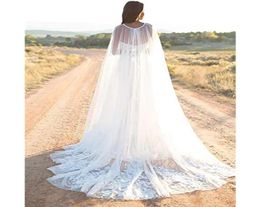 Bridal Veils Long Cathedral Wedding Cape Shawl Cloak Tulle Accessories Appliques White Ivory 3 Metres Lace6855316