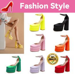 Designer Heels Elegant Bridal Wedding Dress Shoes Lady Sandal White Chunky High Leather Luxury Women Platforms Sandal sliders 35-42