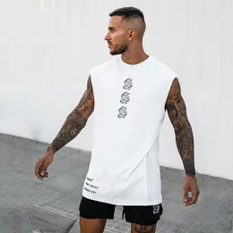 Men's Tank Tops Vest Gym Sports Fitness Cotton Crew Neck Top Summer Outdoor Basketball Training Sleeveless T-Shirt