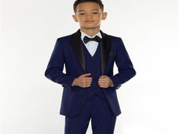 2019 Custom Made Boy Formal Wear Children Tuxedos Peaked Lapel 3 Pieces Kids Wedding Party Suits JacketPantsVest5909629