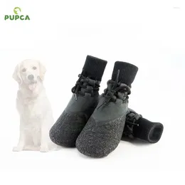 Dog Apparel PUPCA 4Pcs Fashion Non-slip Outdoor Solid Color Shoes Waterproof Knitted Protector With Adjustable Straps