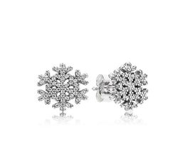 Authentic 925 Sterling Silver Shiny snowflakes Earring logo Signature Original Box set for Jewellery Stud Earring Women Earrings9846746