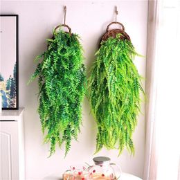 Decorative Flowers Artificial Persian Fern Leaves Vines Fake Plants Hanging Leaf Garland Home Room Decor For Year Wedding Party Wall