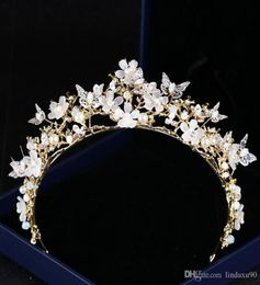 Luxury Flowers Wedding Bridal Tiara Rhinestone HeadPiece Crystal Bridal Headbands Hair Accessories Butterfly Evening Bride Crown9173170
