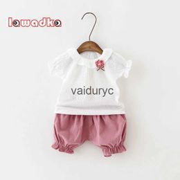 Clothing Sets Lawadka 12M-4T Summer Baby Girls Clothing Set Fashion Children White T-shirt + Shorts Set Thin Kids Clothes Suits 2022 New H240508