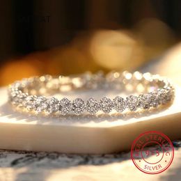 14K White Gold Roman Lab Diamond Bracelet Engagement Wedding bangles Bracelets for women Bridal Jewellery 240116