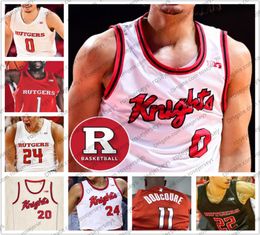 Custom Rutgers Scarlet Knights 2020 Basketball 0 Geo Baker 24 Ron Harper Jr 1 Akwasi Yeboah 15 Myles Johnson MEN YOUTH KID 4XL6241179