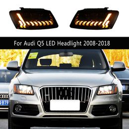 For Audi Q5 LED Headlight Assembly 08-18 Car Head Lamp Dynamic Streamer Turn Signal Indicator Daytime Running Light Auto Parts