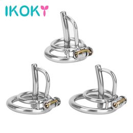 IKOKY Male Chastity Device Cock Lock Sex Toys For Men Products Penis Cage With Catheter Stainless Steel 240117