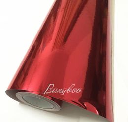 15218m PVC Vinyl Rolls Whole Car Decoration Sticker High Stretchable Mirror Red Chrome Vinyl Wrap3650542