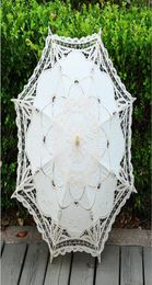 Ivory Lace Wedding Parasols Handmade Umbrellas White Lace Garden Bridal Parasols For Bridal Bridesmaid Wedding Diameter High Quali2337622