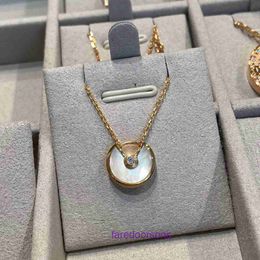 Top Quality Carter Designer Necklace online store High quality V gold amulet necklace with white Fritillaria and red agate thick plated 18k With Original Box