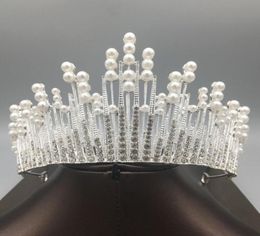 Princess 2019 Pearls Wedding Bridal Tiara Rhinestone Head Pieces Crystal Bridal Headbands Hair Accessories Evening Party Bride Dre8111804