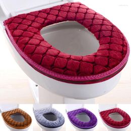 Toilet Seat Covers Plush Cover Winter Soft Warm Lid Pad Zipper Washable Cushion Home Bathroom Supplies