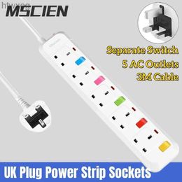 Power Cable Plug UK Plug Power Strip with Switches 5 AC Outlets Surge Protected Extension 3M Electric Power Extension Cord Sockets For Home YQ240117