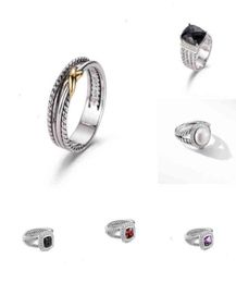 Rings Dy Twisted Two-color Ring Women Fashion Platinum Plated Black Thai Silver Hot Selling Jewelry8847327