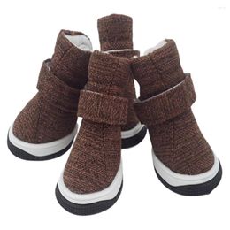 Dog Apparel 4Pcs Pet Shoes Anti-slip Dogs Sneakers For Small Warm Leather Puppy Snow Boots