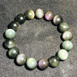 Natural Obsidian Bead Bracelet Genuine Crystal Gold Meteorite Men And Women Evil Spirits Safe Jade Bracelet