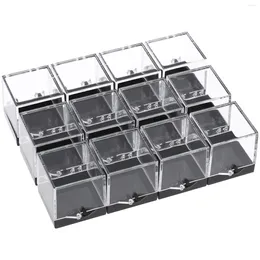 Jewellery Pouches 12 Pcs Mineral Standard Display Box Transparent Specimen Case Coin Square Container Plastic