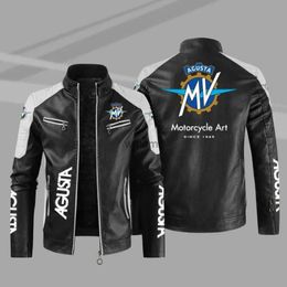 Men's Jackets 2023 New Winter Men's Mv Agusta Motorcycle Jacket Fashion Motorcycle Zipper Jacket Outwear Keep Warm Leather Man Coat