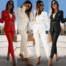 Women's Two Piece Pants 2024 Elegant Blazers Sets Jacket Women Business Suits Formal Office Uniform Style Female Trouser Pant Suit