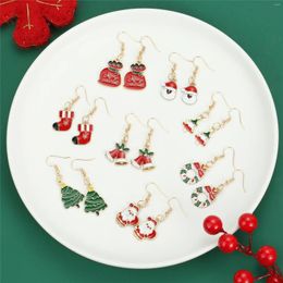 Dangle Earrings 1Pair Snowman Series Bells Garland Enamel Christmas Charm Eearring For Friends Gift Jewellery