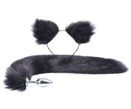 2Pcs set y Faux Fur Tail Metal Butt Plug Cute Cat Ears Headband for Role Play Party Costume Prop Adult Sex Toys189x9509494