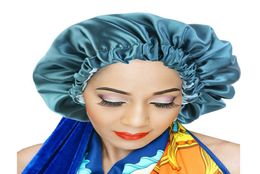 New African Pattern Print Bonnet Women Day Night Sleep Cap Double Layer Satin Turban Extra Large Head Wear Ladies Head wrap Hat8303420