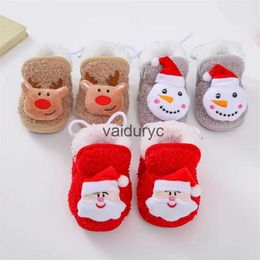 First Walkers Christmas Infant Baby First Walkers Winter Thick Warm Newborn Shoes For Girls Boys Soft Cute Toddler Shoes 0-18Month Santa Claus H240508