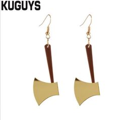 New Arrival Cool Axe Drop Earrings for Womens Gold Silver Color Mirror Acrylic Earring Fashion Jewelry Trendy Rock Accessories4464537