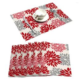 Table Mats Romantic Decor Festive Dining Accessories Valentine's Day Placemat Set Heart Print Non-slip For Home