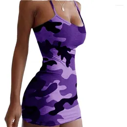 Casual Dresses European And American Cross-border Women's WishAmazon Suspenders Camouflage Print Sexy Thin Floral Dress