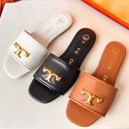 Frau Double Tazz TB Slipper Flat Sandals Factory Plattform Luxus Männer Schleim Flip Flops Designer Schuh Echt Leder Sommerpantoffeln Dhgate Slipper rosa Schuhe