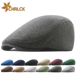 Spring Polyester sboy Caps Beret Hat Men Flat Peaked Berets Casual Forward Cap For Women Solid Colour Painter Gorras 240116