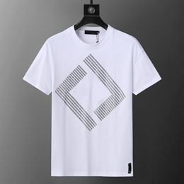 Новая мужская летняя свободная футболка из чистого хлопка с короткими рукавами двойной пряжи, модная роскошная футболка с короткими рукавами M-3XL