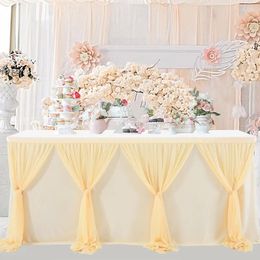 Table Skirt 6/9FT Sweet Tablecloths For Birthday Party Events Linens Rectangular Covers Tableware Dessert Decoration Champagne