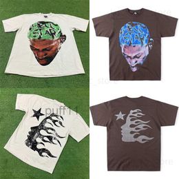 Men's T-shirts Star T-shirts Hip Hop Printed Head t Shirt High Street Men Women Short Top Tee Stick Drill T230831 ILU6 STDM