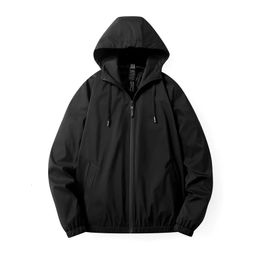 Mens Hoodie Jacket Rain Windproof Windbreaker Outerwear Solid Colour Black and Red M5XL 240116