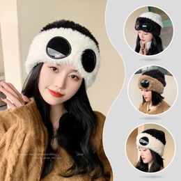 Ball Caps Fashion Hat With Glasses Women's Winter Solid Color Casual Beanie Wool Korean Version Warm